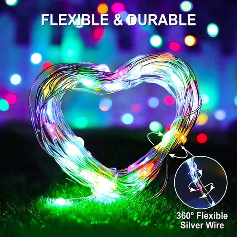 String Lights Outdoor Solar Waterproof Garden Fairy Lights with 8 Lighting Modes For Patio Trees Christmas Wedding Party