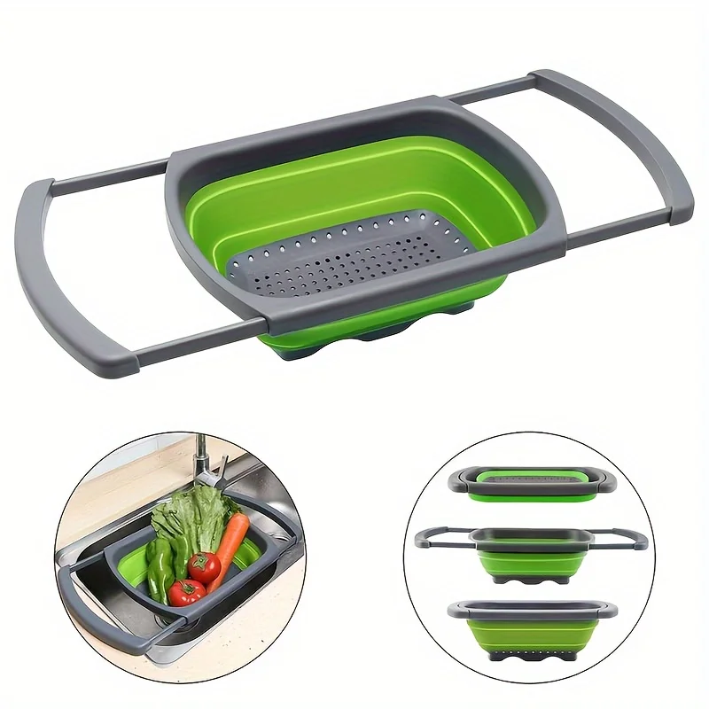 New Colander collapsible Colander Strainer Over The Sink Vegetable/Fruit Colanders Strainers With Extendable Handles for Kitchen