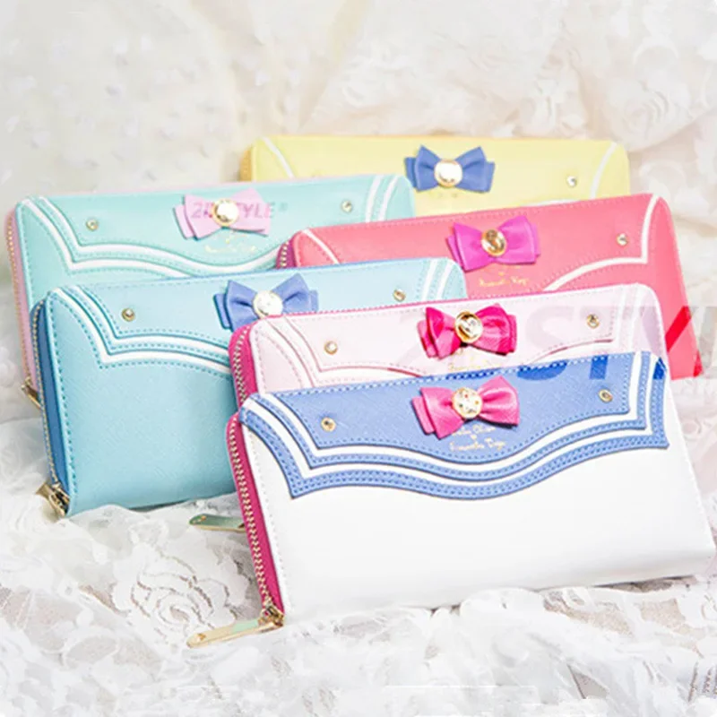 Action Figures Sailor Moon Designer Leather Long Wallet Women Fashion Brand Lady Zipper Purse Lovely Handbag Clutch Female Toy