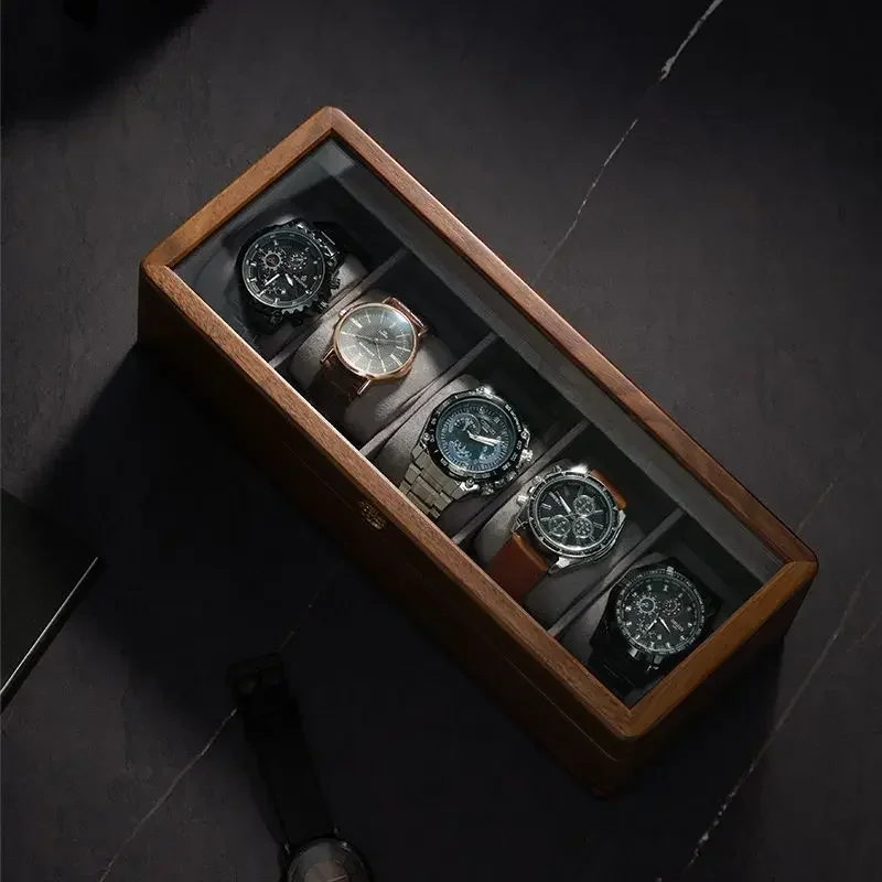 

Time watch box walnut high-grade solid wood mechanical watch storage box velvet display box watch jewelry box wooden