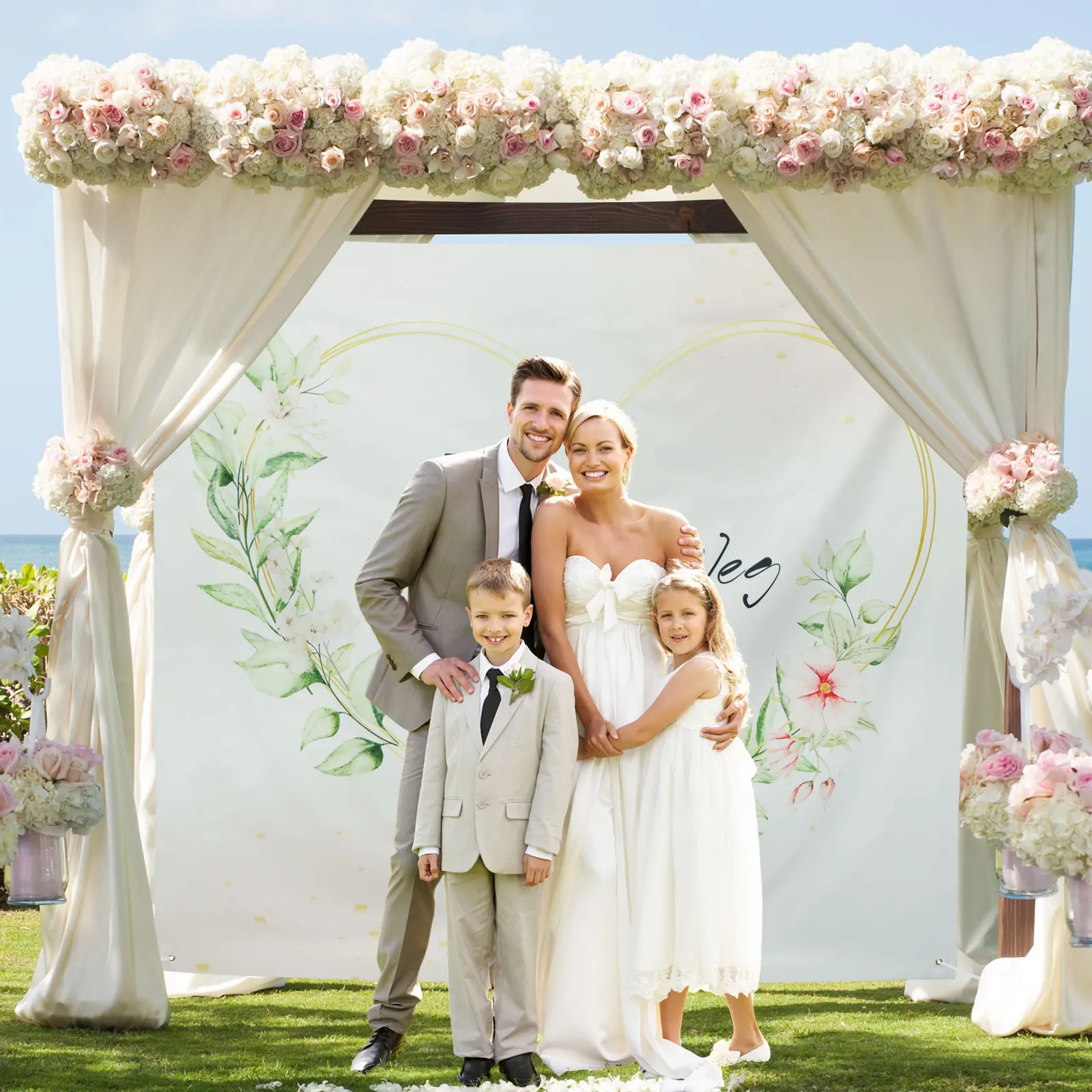 Wedding Sheet for Cutting Out Heart Bed Sheet with 2 Scissors and 6M Rope Decorative Wedding Background Cloth Polyester Cloth