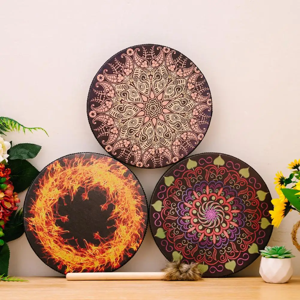 Durable Drum for Chakra Balancing Ethnic Style Shaman Drum Set Bohemian Holiday Decoration with Small Sound Healer Percussion