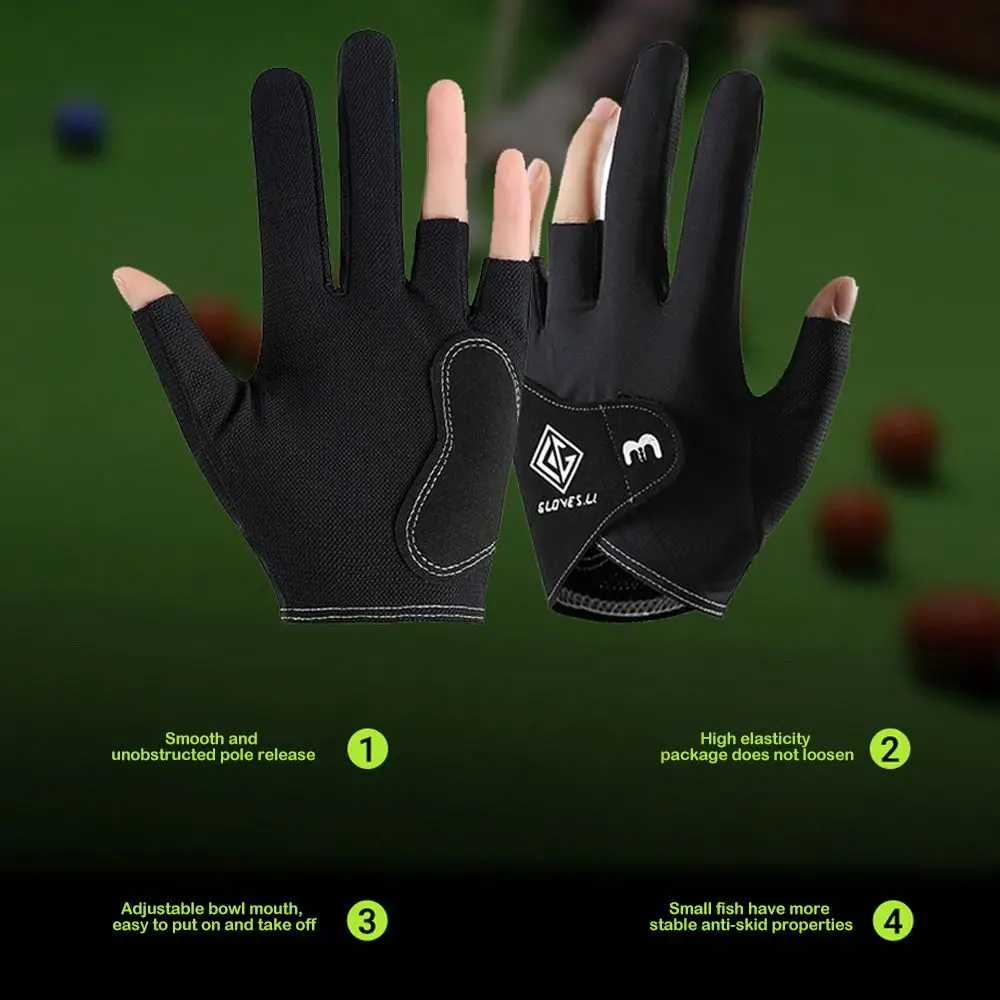 1pc Man Billiards Gloves Pool Gloves 3 Fingers Show for  Left Hand Anti-slip Breathable Snooker Gloves Billiards Accessories