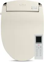 Elongated Bidet Toilet Seat, Beige, Endless Warm Water, *NEW* Bowl Mist, LED Light, Quiet Operation, Wireless Remote Stainless 1