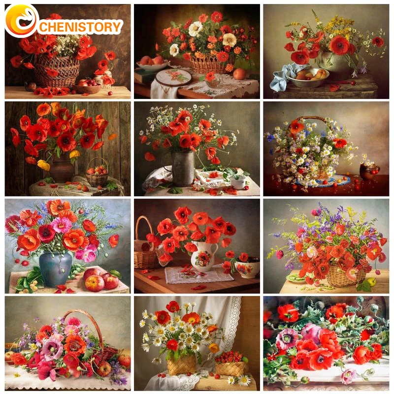 

CHENISTORY Interior Painting By Numbers Flower Diy Crafts Number Painting Flowers Pictures Of Coloring By Numbers Home Decor