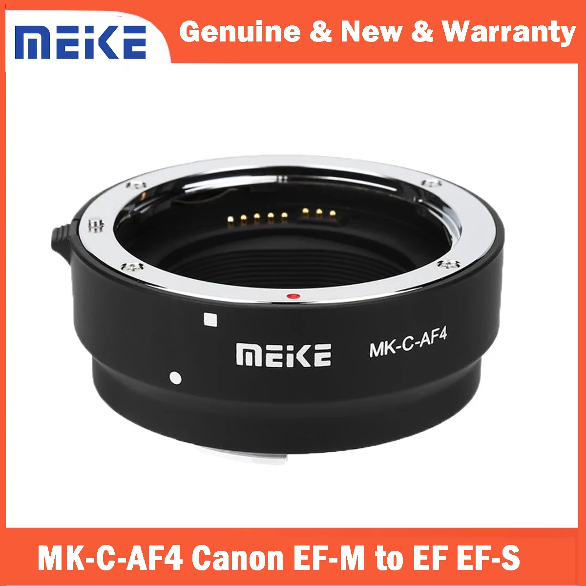 Meike MK-C-AF4 Adaptador De Lentes Canon EF/EF-S A EOS M – Montura Metálica Con Contactos Dorados Y Rosca Para Trípode