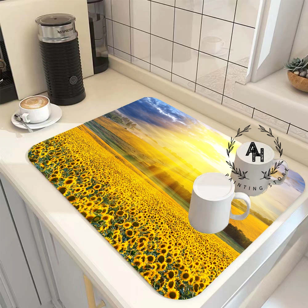 Kitchen Counter Dish Drying Mat Non-slip Rubber Back Heat Resistant Drainer  Mat Kitchen Super Absorbent Draining Mat - AliExpress