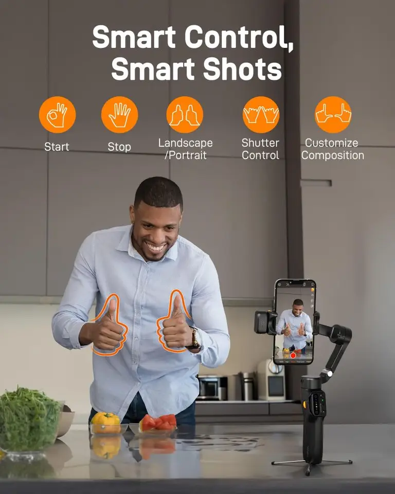 自撮り棒　hohem V3 AI 自動追跡 ジンバル Amazon.co.jp: hohem V3 ジンバル 3軸スマホジンバル AI自動追跡 13