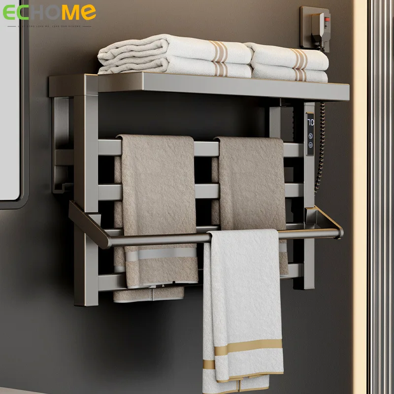 

Electric Heated Towel Rack Household Intelligent Towel Heating Rack Space Aluminum Drying Rack Towel Warmer Bathroom Accessories