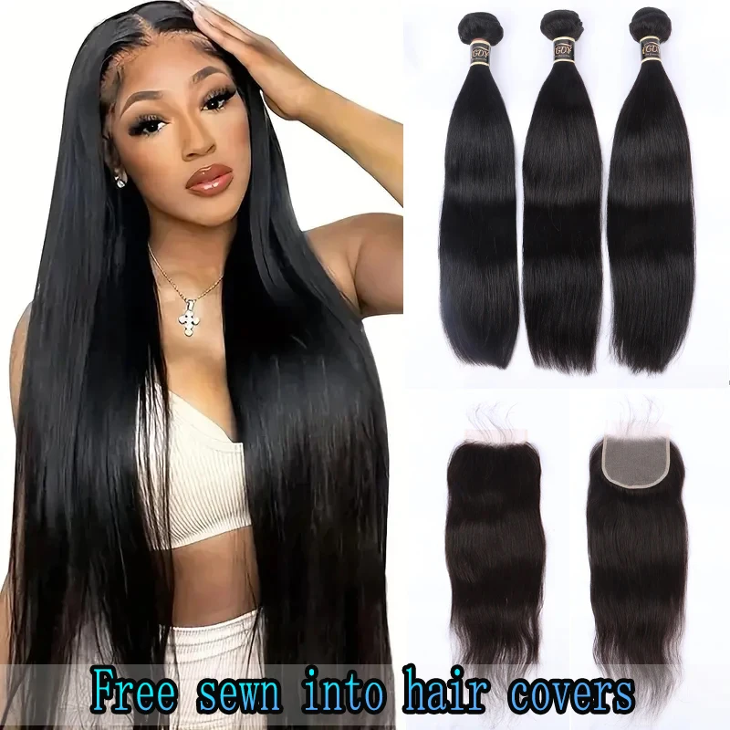 

Free Sewing 3+1 wig 5x5 HD Lace Closure With Bundles Brazilian Straight Bundles Human Hair Weave Bundles With 4x4Lace Closure