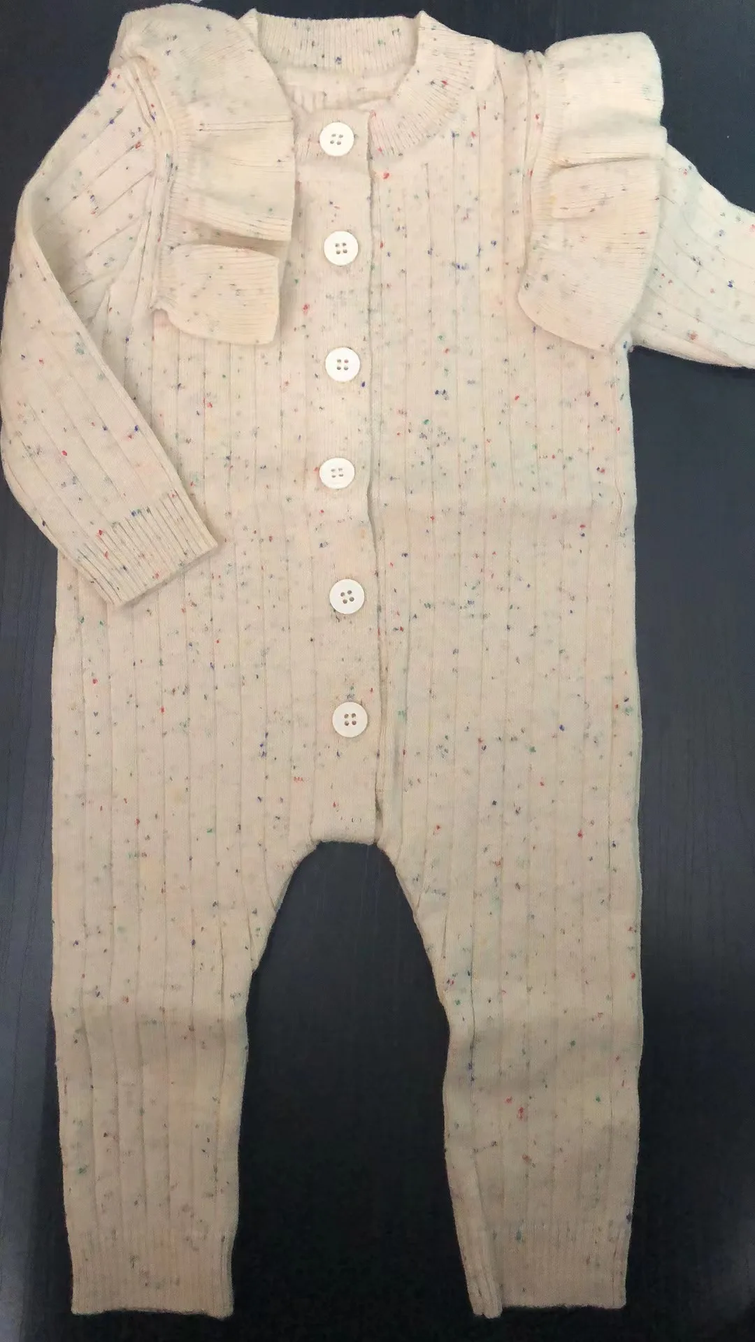 Knitted Baby Jumpsuit Solid Color Long Sleeves Knitted Rompers with Buttons for Toddlers Girls Outfit Newborn Baby Clothes - Image 5