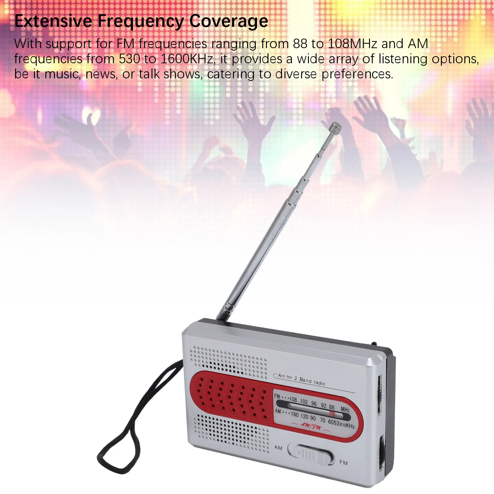 AM/FM Radio Earphone Jack High Sensitivity Wide Frequency Coverage Portable Radio Best Reception For Outdoor Activities
