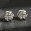 RAKOL Cross Shaped Iced Out Zircon Hip Hop Stud Earrings for Men Women Gold Color Hexagon Pierced Earring Punk Party Jewelry 6