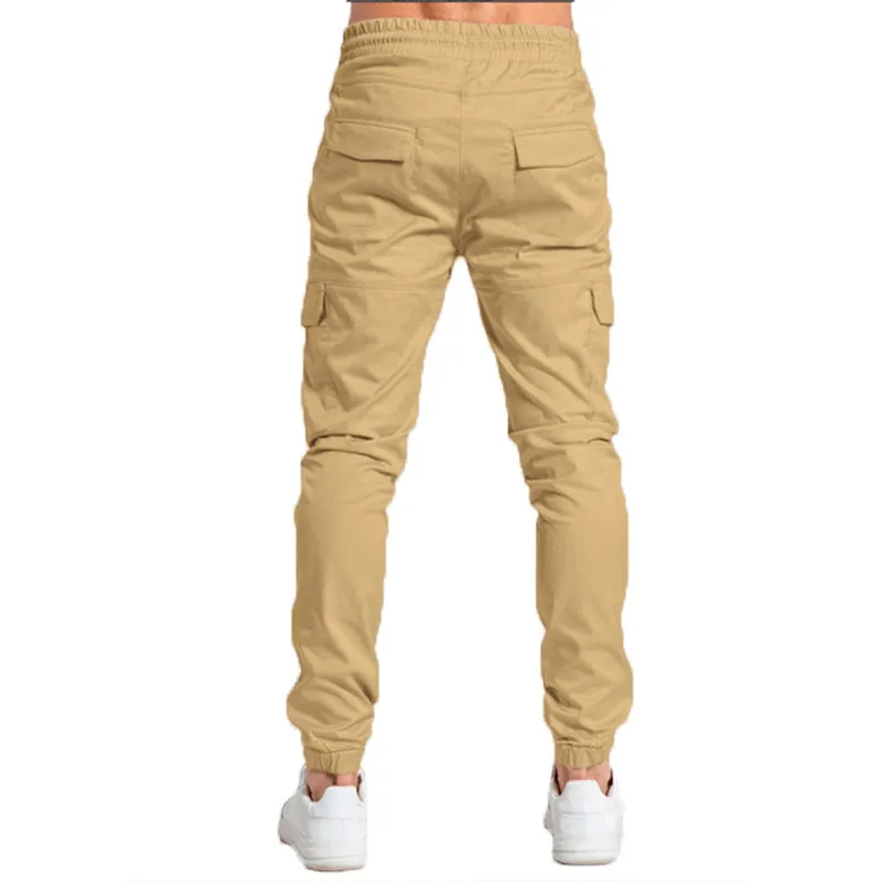Summer KPOP Fashion Style Harajuku Slim Fit Trousers Loose All Match Casual Pants Cotton Solid Cross-Pants Pockets Men's Pants