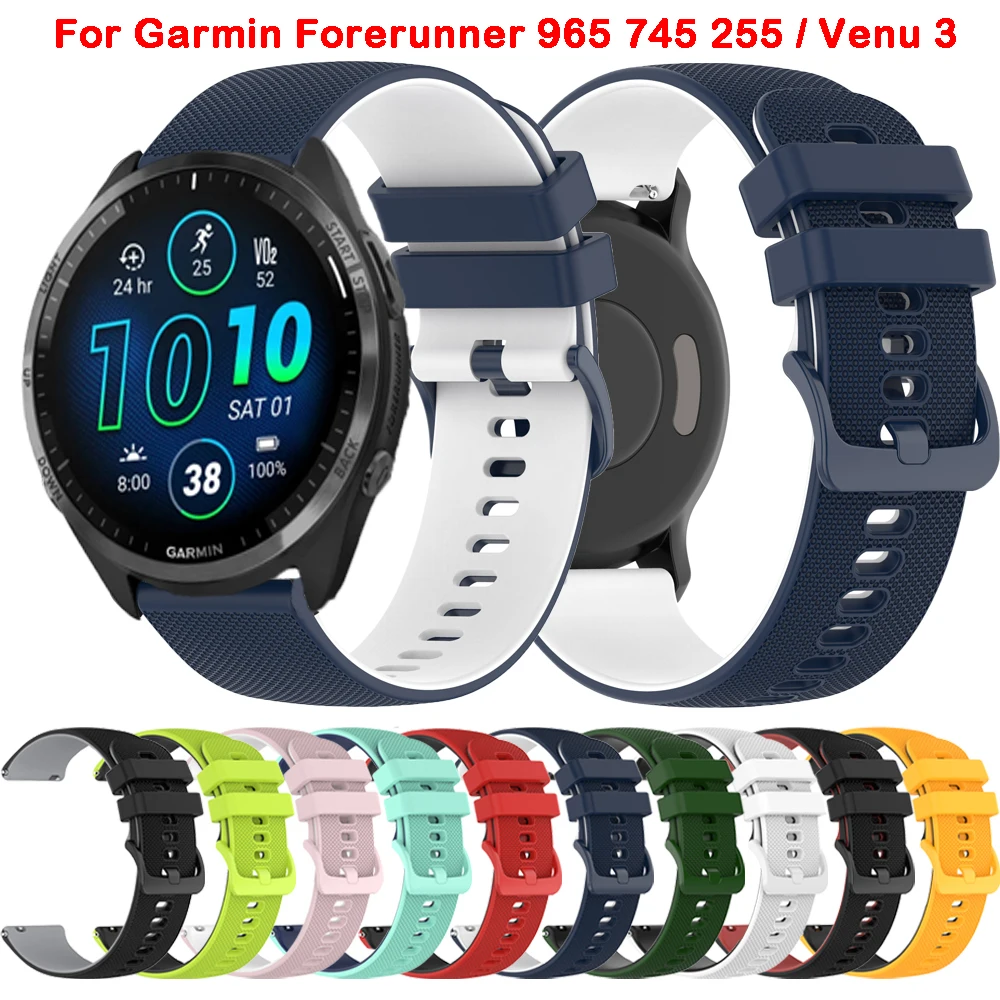 

Silicone Watch Band For Garmin Forerunner 965 745 265 255 Music Watch Strap Venu 3 2 Vivoactive 4 22mm Replacement Watchband