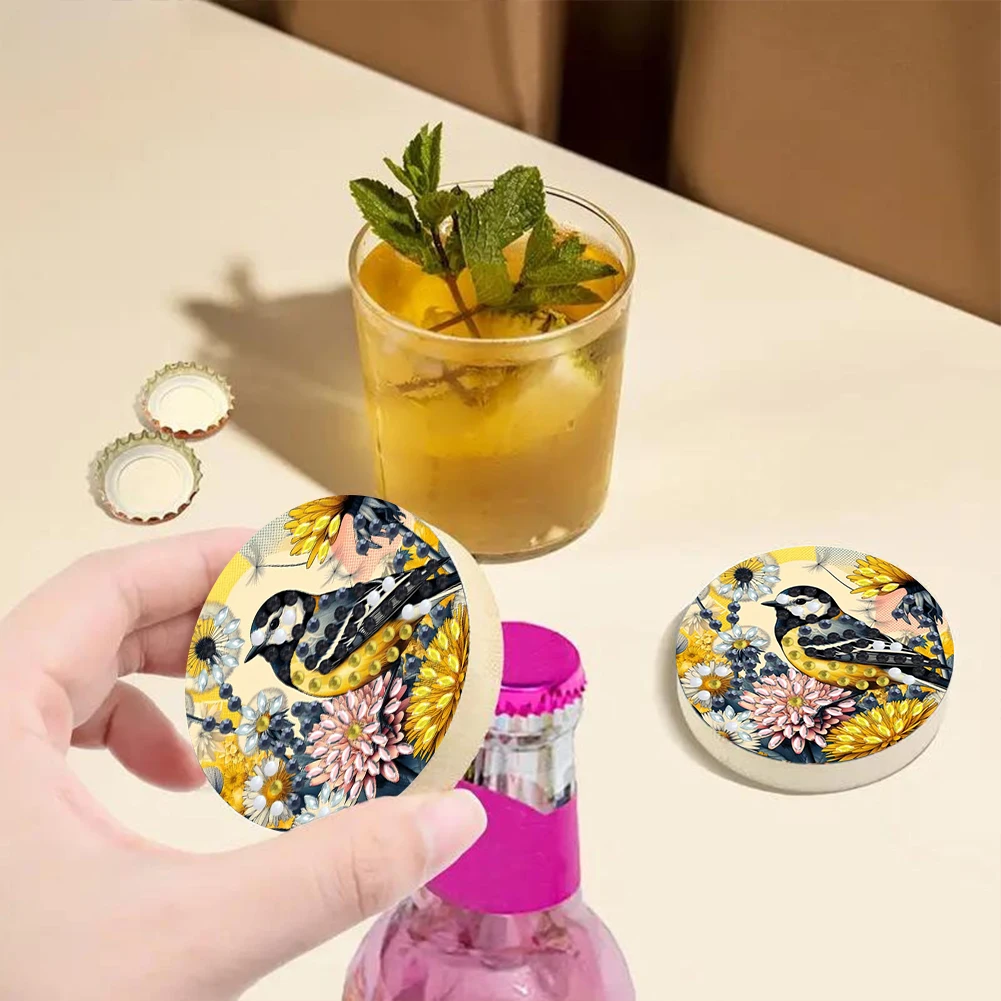 Wooden PET DIY Diamond Painting Magnets Jar Opener Kit DIY Diamond Embroidery Painting Bottle Opener Crafts for Beginners