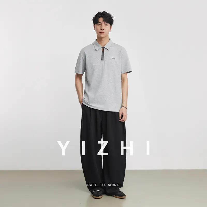 Men's Half Placket Short Sleeve Polo Shirt 2026 Summer Loose Luxury Lapel Business Casual Knit T-Shirt - Image 5