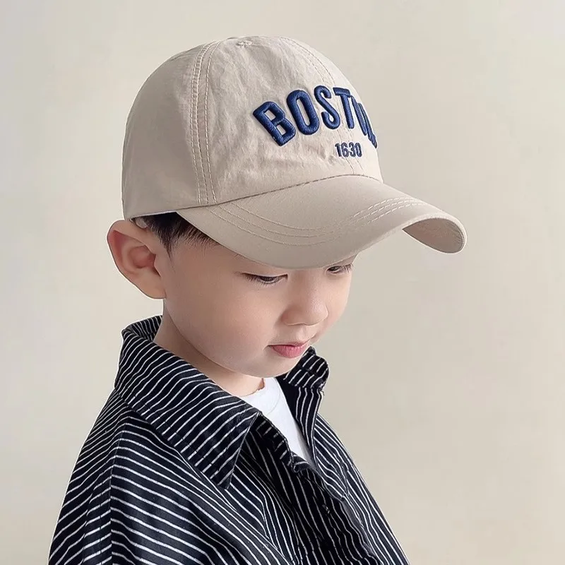 어린이 여름 속건성 모자, 소년 소녀 귀여운 글자 자수 야구 모자,  부드러운 ..