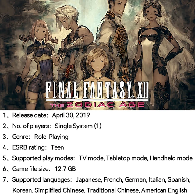 FINAL FANTASY XII THE ZODIAC AGE for Nintendo Switch - Nintendo Official  Site