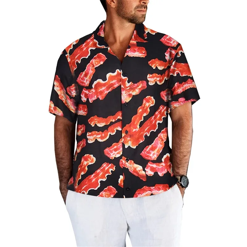 thumbnail image 1 of Camisas de playa con estampado de patrón de Hamburgo para hombre, camisas hawaianas tropicales casuales de manga corta para hombre, camisas divertidas con botones, 1 of 5