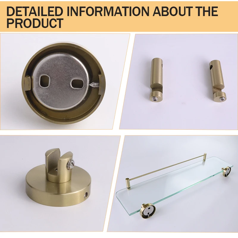 Glass Shelf Bathroom Easy Install SUS304 Holder Hotel Accessories
