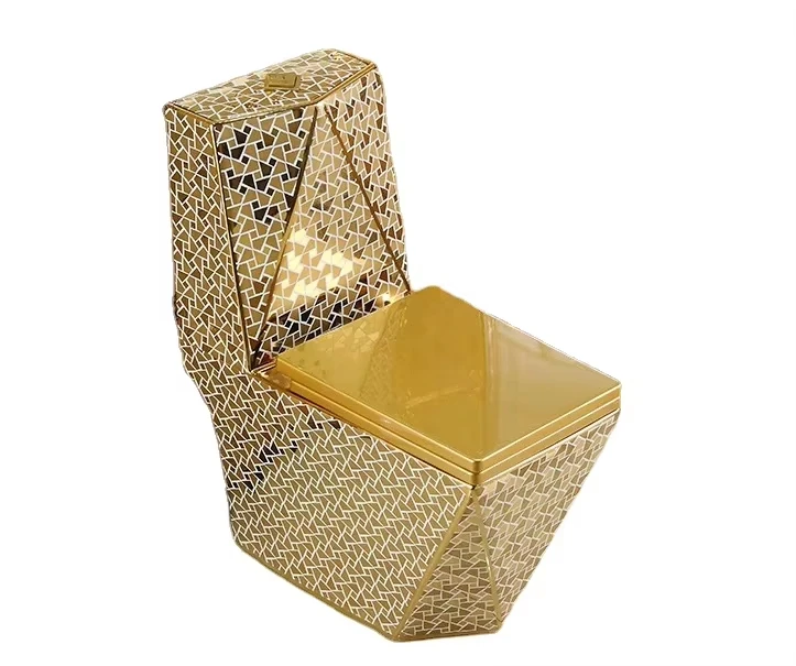 Hot Selling Luxury Design Toilet Ceramic Plating Gold Color Bathroom Toilet Bowl Set