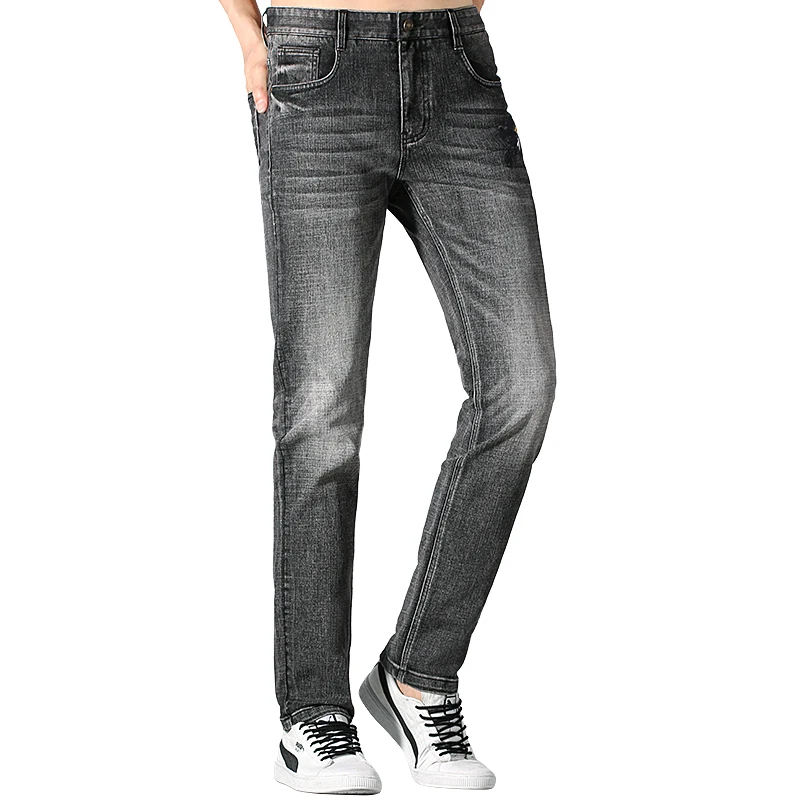 2024 Men's Winter Jeans Bruce&Shark Straight Leg  Grey Jeans Strech Loose Men's Casual Business Cowboy Pants Classic Embroidery 3