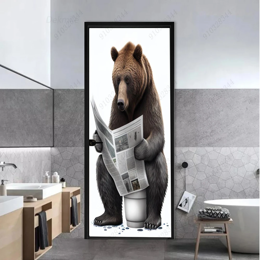 Creatieve Dierendeur Muurschildering Behang Toilet Badkamer Deur Sticker  Zelfklevende Schil En Stok Familiekamer Decoratie Posters - AliExpress, image size:1000x1000