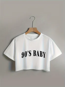 Vintage Alphabet Crop Top Soft Stretchy & Easy-Care Perfect for Spring-Fall 1