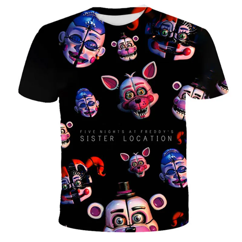 2022 Summer New 3D freddy Print T Shirts kids Tops Clothes Kids Cartoon Clothes Casual Comfortable five night freddy kids Tee harry potter t shirt