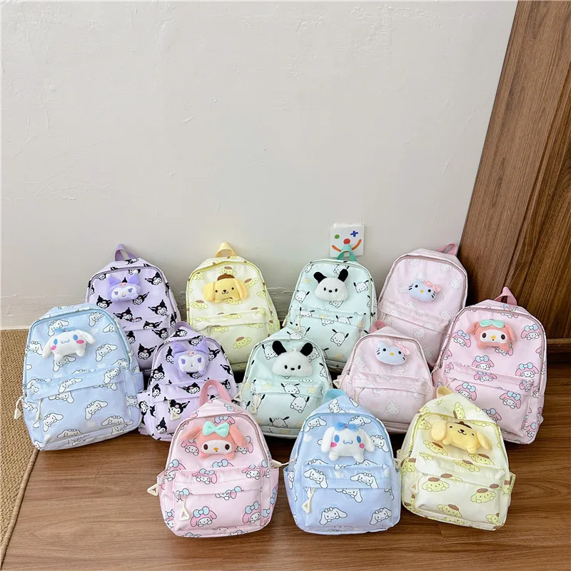 

Sanrio Hellokitty Mymelody Pachacco Kuromi Cinnamoroll Purin New Children's Backpack Baby Travel Backpack Cartoon Bag