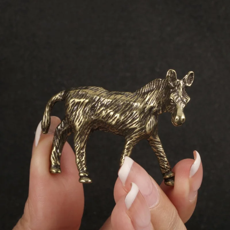 

Solid Brass Donkey Small Ornament Antique Copper Animal Equus Asinus Miniature Figurines Home Desktop Decoration Accessories