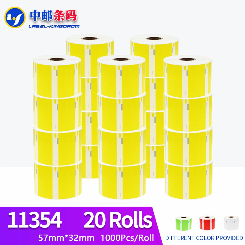20 Rotoli Dymo Compatibile Giallo 11354 Etichetta 57Mm * 32Mm 1000 Pz Per Lw400 450 450Turbo Stampante Seiko Slp440