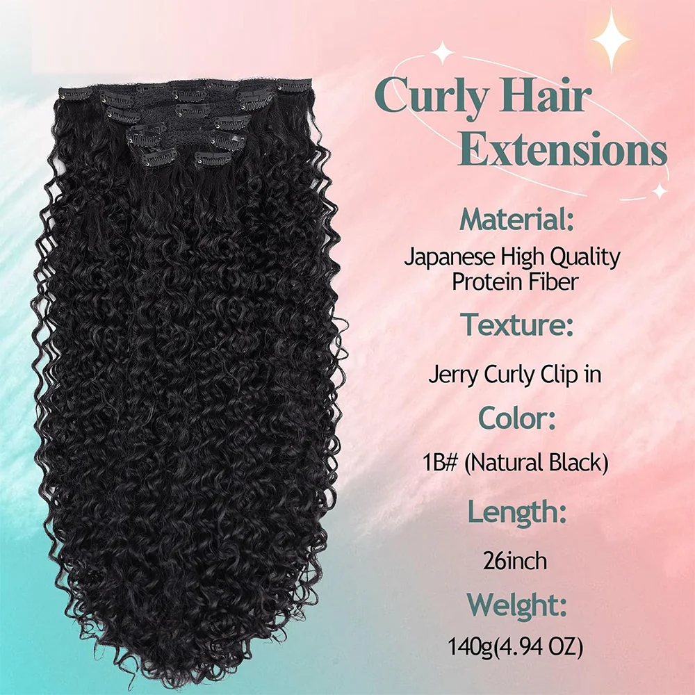 Women's Clip-In Curly Hair Extensions, Synthetic Wavy Fibers, Lightweight & Breathable, Fashion Icon Hairpiece for Daily Wear 2