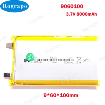 Nuovo 3,7 V max 4,2 V 8000 mAh 9060100 Batteria ai polimeri di litio per Power Bank, luci da campeggio Saldatura fai-da-te Dimensioni di installazione Circa 9 * 60 * 100 mm