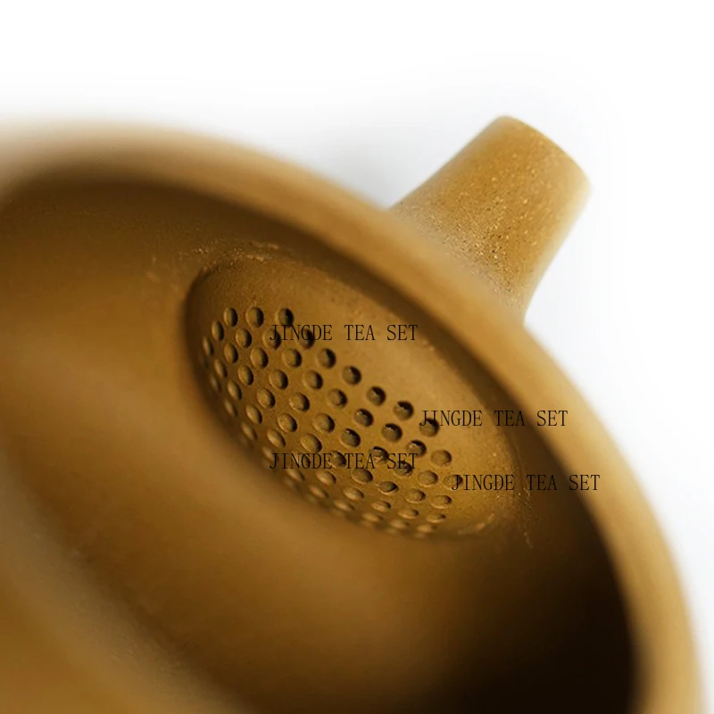 300ml Yixing Ball Hole Purple Clay Pot Raw Mineral Gold Section Mud Pure Hand Engraved Kung Fu Tea Set