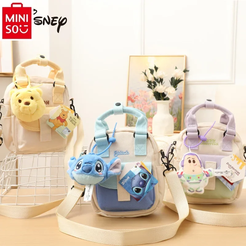 MINISO Disney Cartoon Bear Embroidered Lightyear Doll Pendant Student Multi functional Fashion Canvas Handheld Crossbody Bag