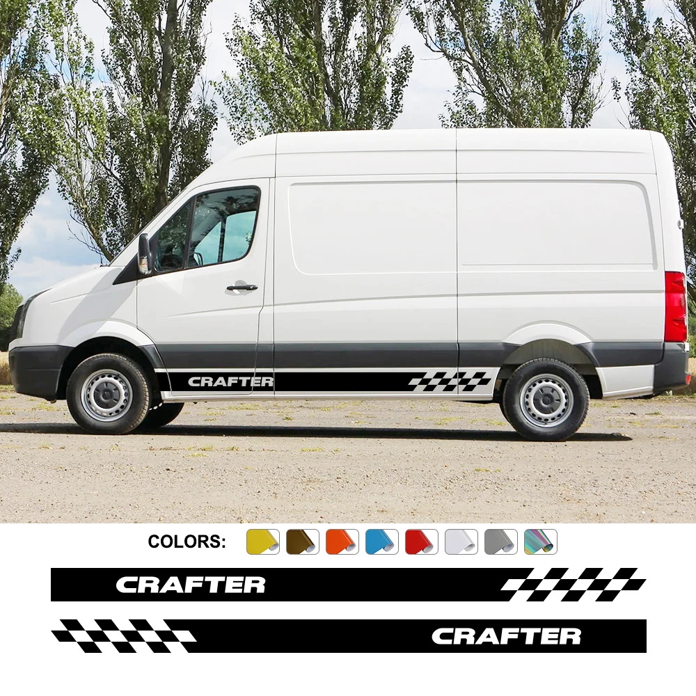 Autocollants Motocross Van Graphiques - Stickers Checker Noir - PVC Haute Adhérence 5-7 Ans - Pour Camping-cars, Vans