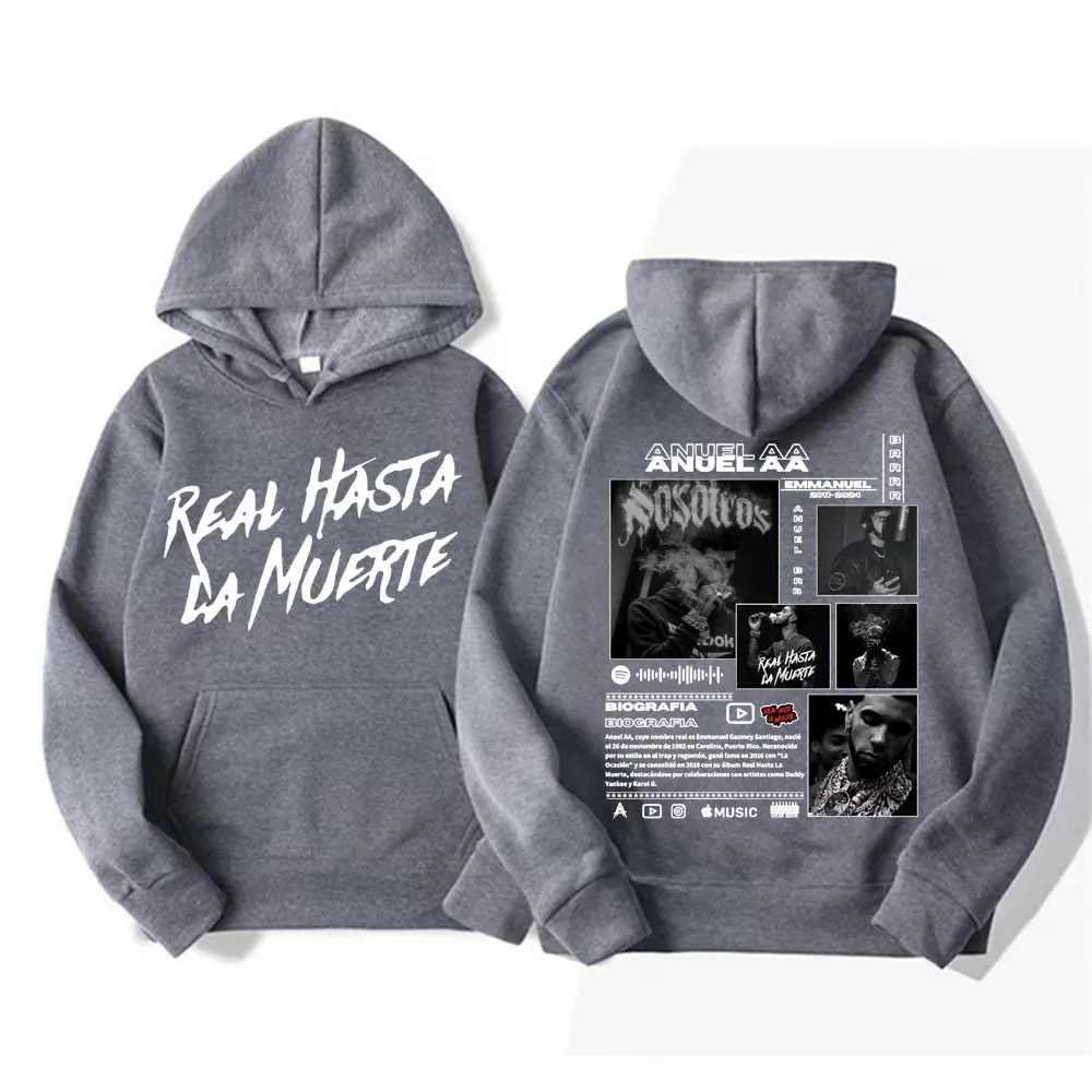 Rapper Anuel AA Real Hasta La Muerte Hoodies Men Women Hip Hop Retro Style Pop Music Sweatshirt Fashion Oversized Comfort Hoodie 3