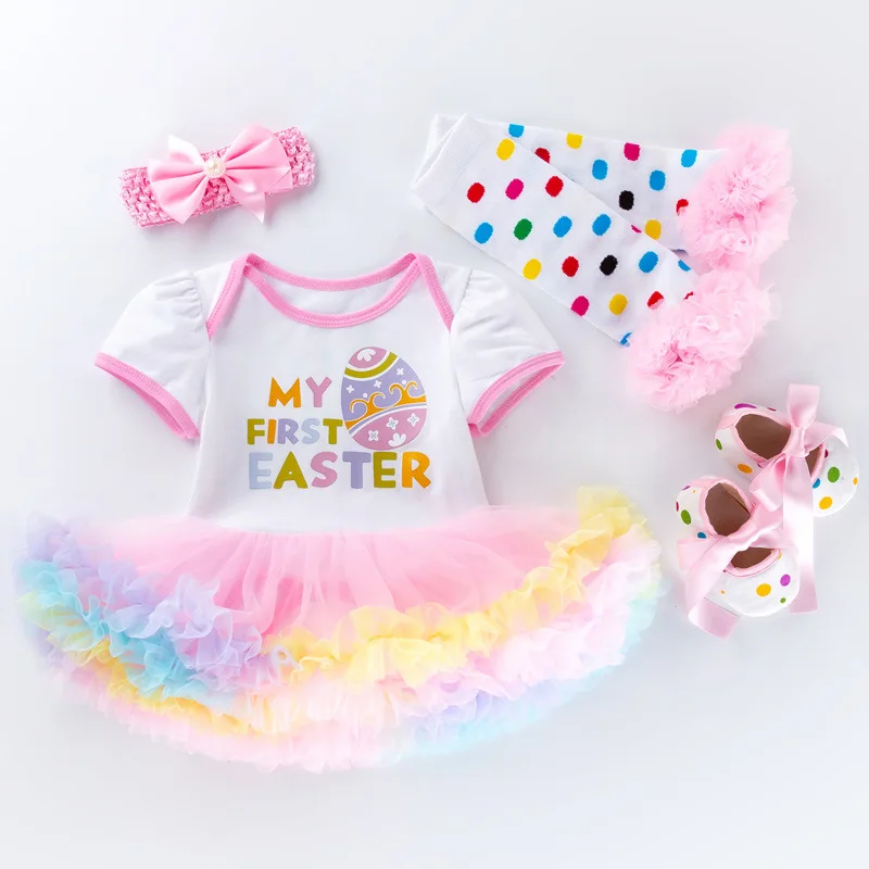 

Infantil Funny Rompers Dresses Girls Boys Newborn Costume Kids Easter Day Egg Jumpsuits Dress 3Pcs Set Newborn Baby Girl Clothes