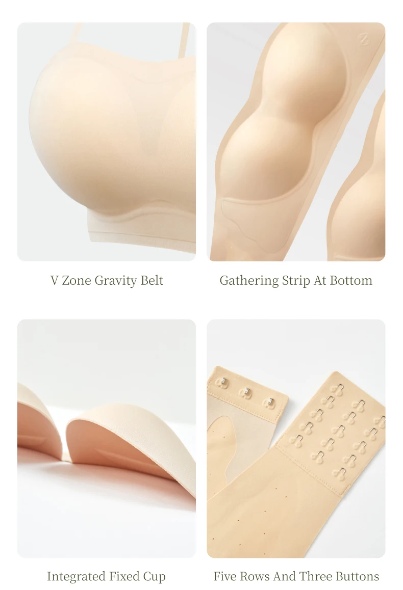 SUJIIN Strapless Bra for Women Wireless Invisible Seamless Push Up Summer Bralette Convertible Multiway Lift Bras Woman MX199