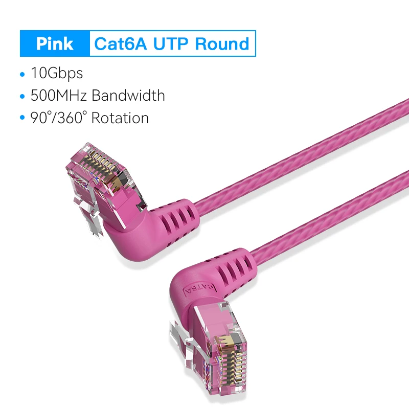ตัวเลือกสินค้า สายอีเธอร์เน็ต CAT6A 10Gbps หมุนได้ 360 องศา สำหรับเครือข่ายเร็ว