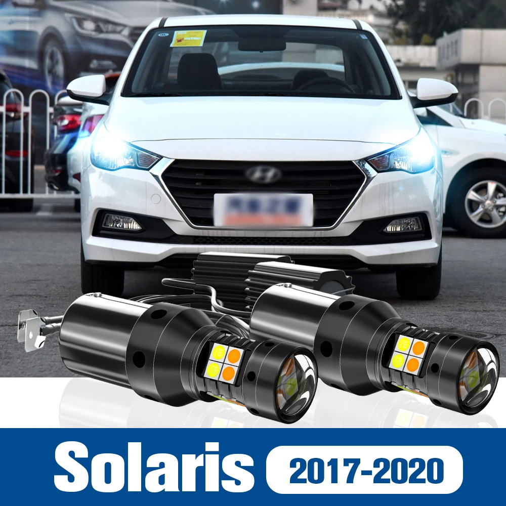 

2pcs LED Dual Mode Turn Signal+Daytime Running Light DRL Accessories Canbus For Hyundai Solaris 2017-2020 2018 2019