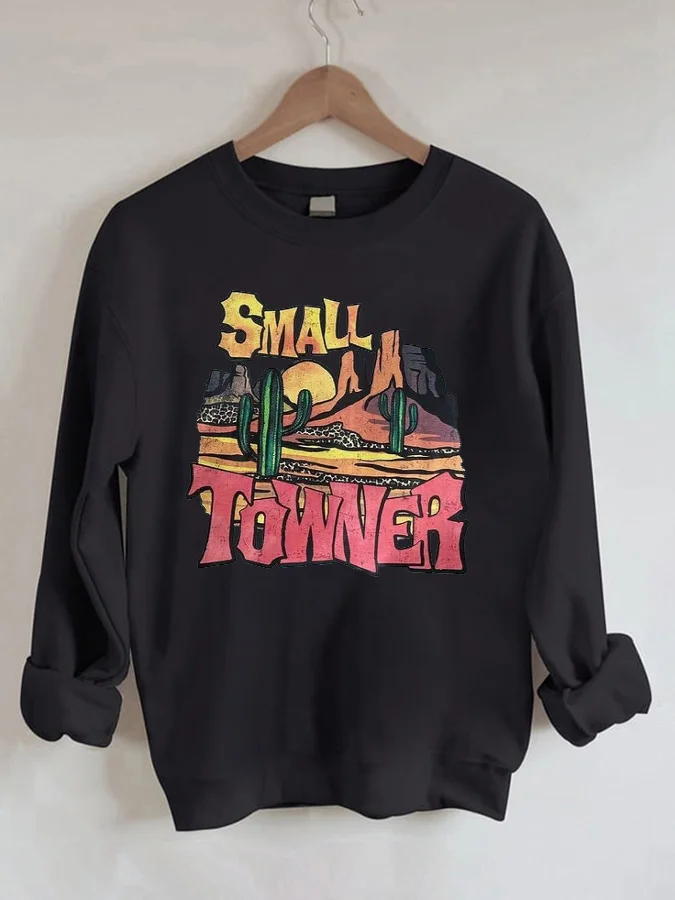 Western Style Printed Sweatshirt Round Neck Long Sleeve Pullover Women's Sweatshirts Long Sleeve Sports Blouse Fashion Tops