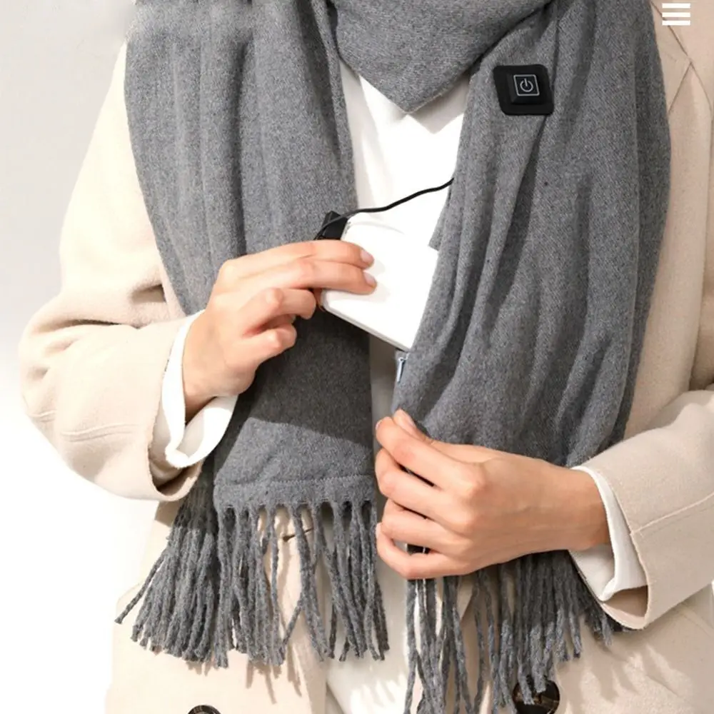 New USB Charging Electric Heated Scarf Rechargeable Adjustable Temperature Electric Winter Warmer Unisex Creative Neck Warmer 5