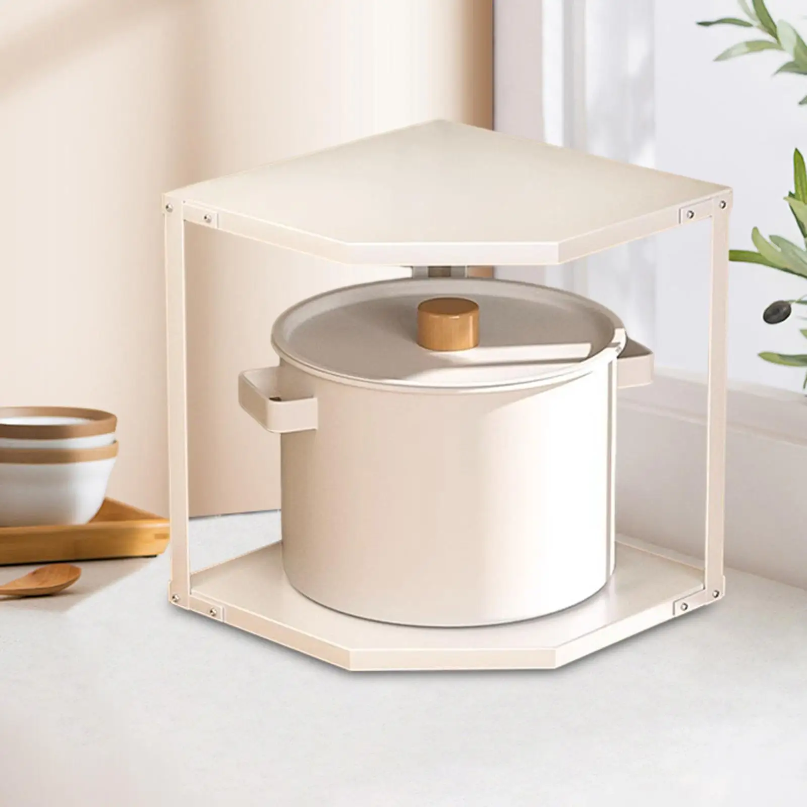 3/2 Tier Cookware Corner Rack Cabinet Organizer Bathroom Counter Storage Organizer for Kitchen Cupboard Enduring Bathroom 5
