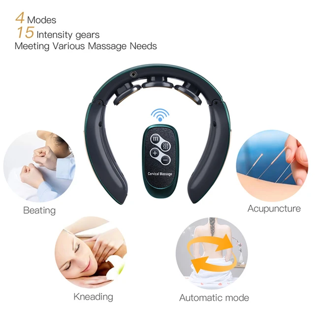 Electric Pulse Neck Massager TENS Cervical Massager Pain Relief Relaxation Therapy Shoulder Deep Tissue Massage Remote Control 4