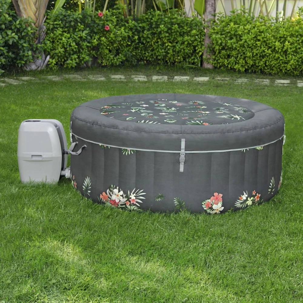 Large Round 2 To 3 Person Inflatable Hot Tub Portable Outdoor Spa with 110 AirJets and EnergySense Cover, Bathtubs 6