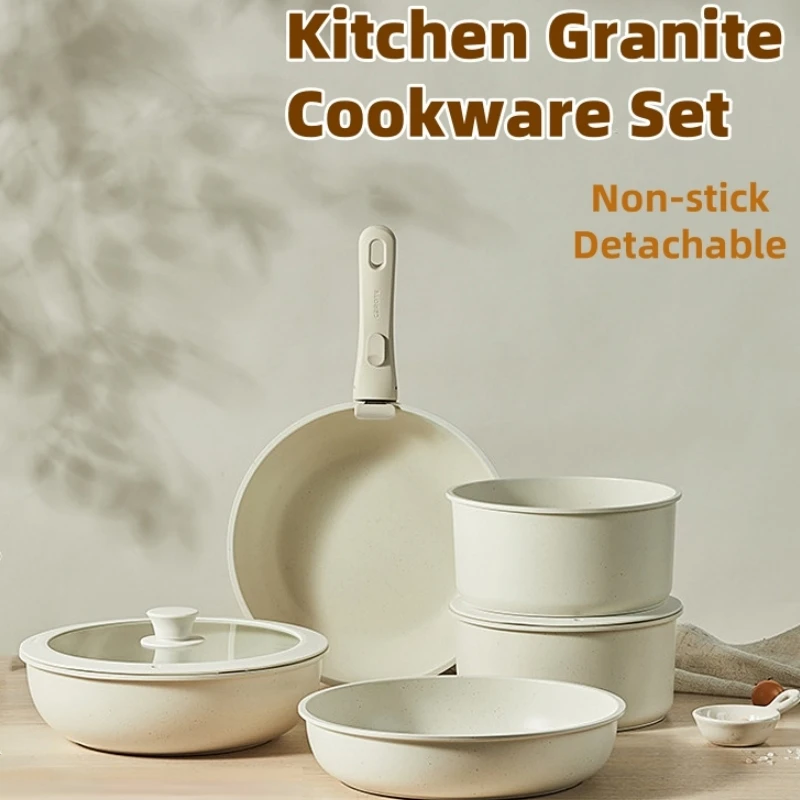 Granite Nonstick Cookware Set - Kitchen Pots and Pans With Dutch Oven, Frying Pan, Saucepan, Saute Pan, Utensils - Gold Cookware Gifts : Kitchen Academy Induction Cookware Sets - 12 Piece