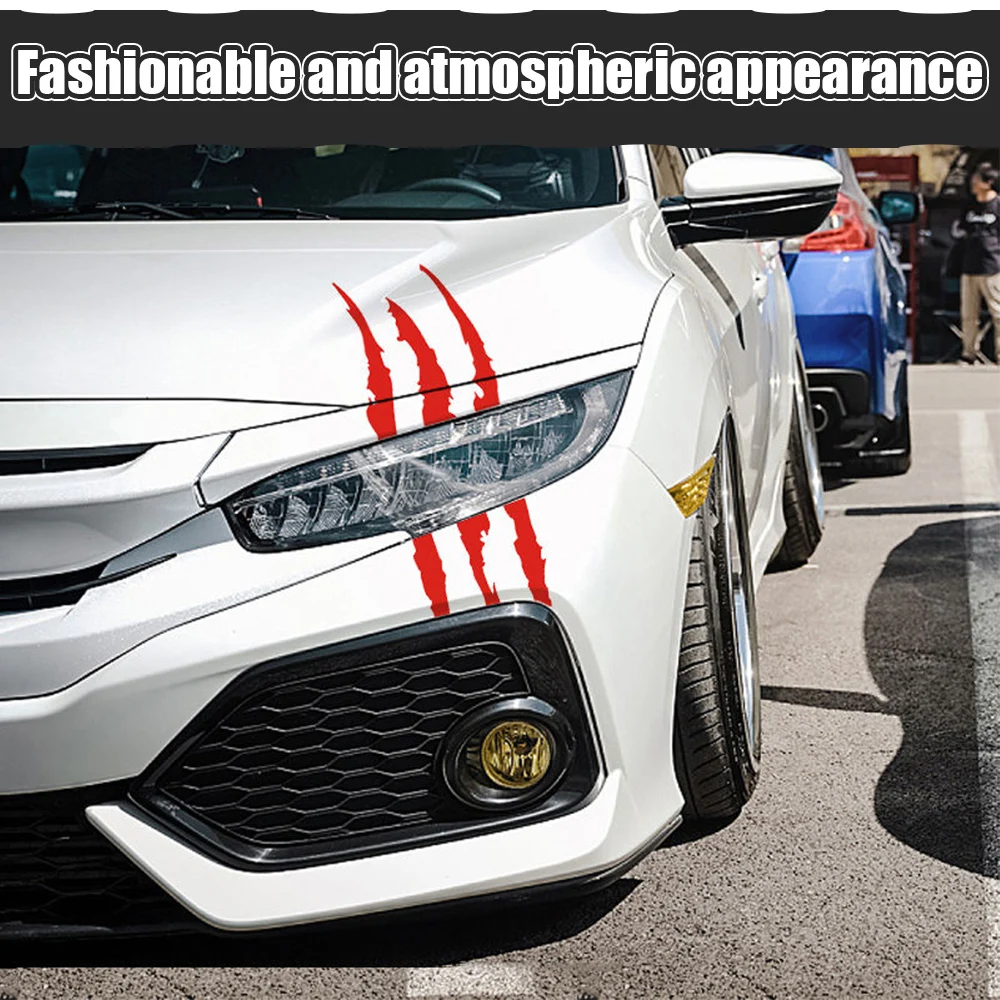 40cm*12cm Car Reflective Monster Sticker Black/red Scratch Stripe Claw  Marks Car Auto Headlight Vinyl Decal Car Styling - Car Stickers - AliExpress